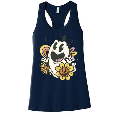 Halloween Cute Retro Ghost Women's Racerback Tank