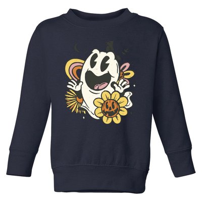 Halloween Cute Retro Ghost Toddler Sweatshirt