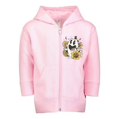 Halloween Cute Retro Ghost Toddler Zip Fleece Hoodie