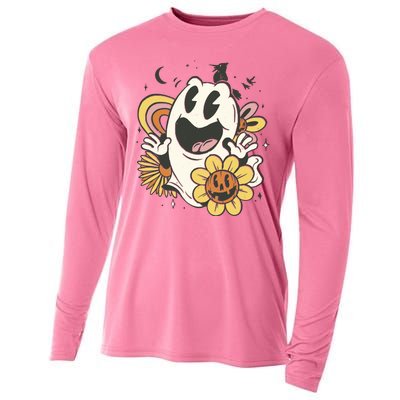 Halloween Cute Retro Ghost Cooling Performance Long Sleeve Crew