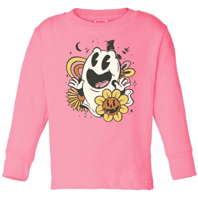 Halloween Cute Retro Ghost Toddler Long Sleeve Shirt