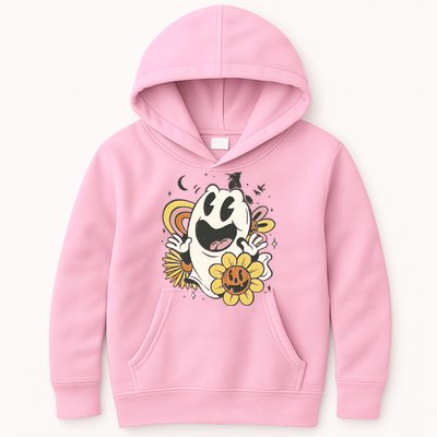 Halloween Cute Retro Ghost Kids Hoodie