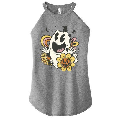 Halloween Cute Retro Ghost Women's Perfect Tri Rocker Tank