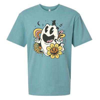 Halloween Cute Retro Ghost Sueded Cloud Jersey T-Shirt