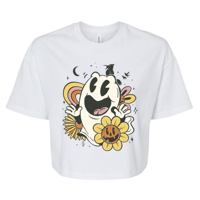 Halloween Cute Retro Ghost Bella+Canvas Jersey Crop Tee