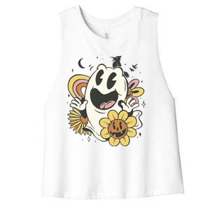 Halloween Cute Retro Ghost Women's Racerback Cropped Tank