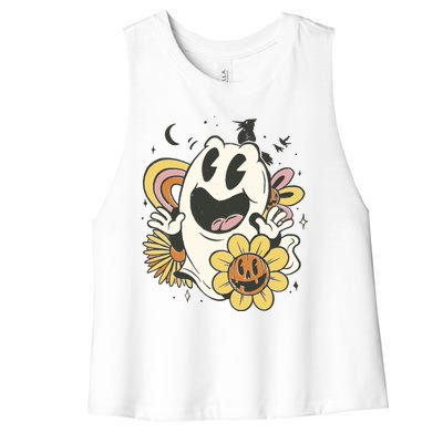 Halloween Cute Retro Ghost Women's Racerback Cropped Tank