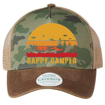Happy Camper Retro Sunset Camping Legacy Tie Dye Trucker Hat