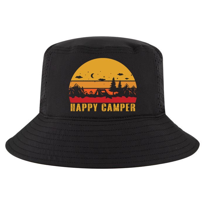 Happy Camper Retro Sunset Camping Cool Comfort Performance Bucket Hat