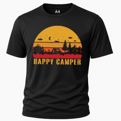 Happy Camper Retro Sunset Camping Performance Shirt