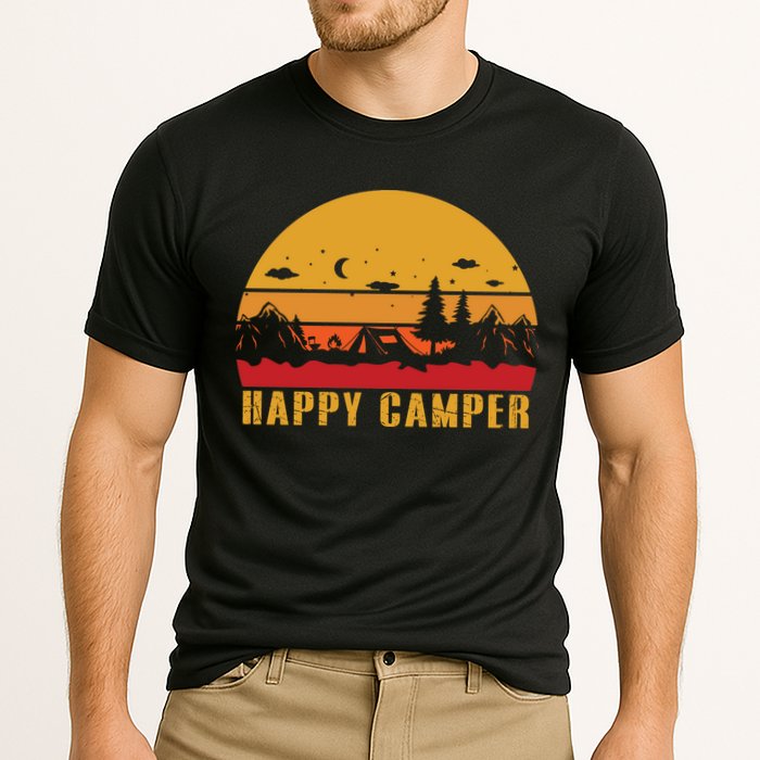 Happy Camper Retro Sunset Camping Cooling Performance Crew T-Shirt
