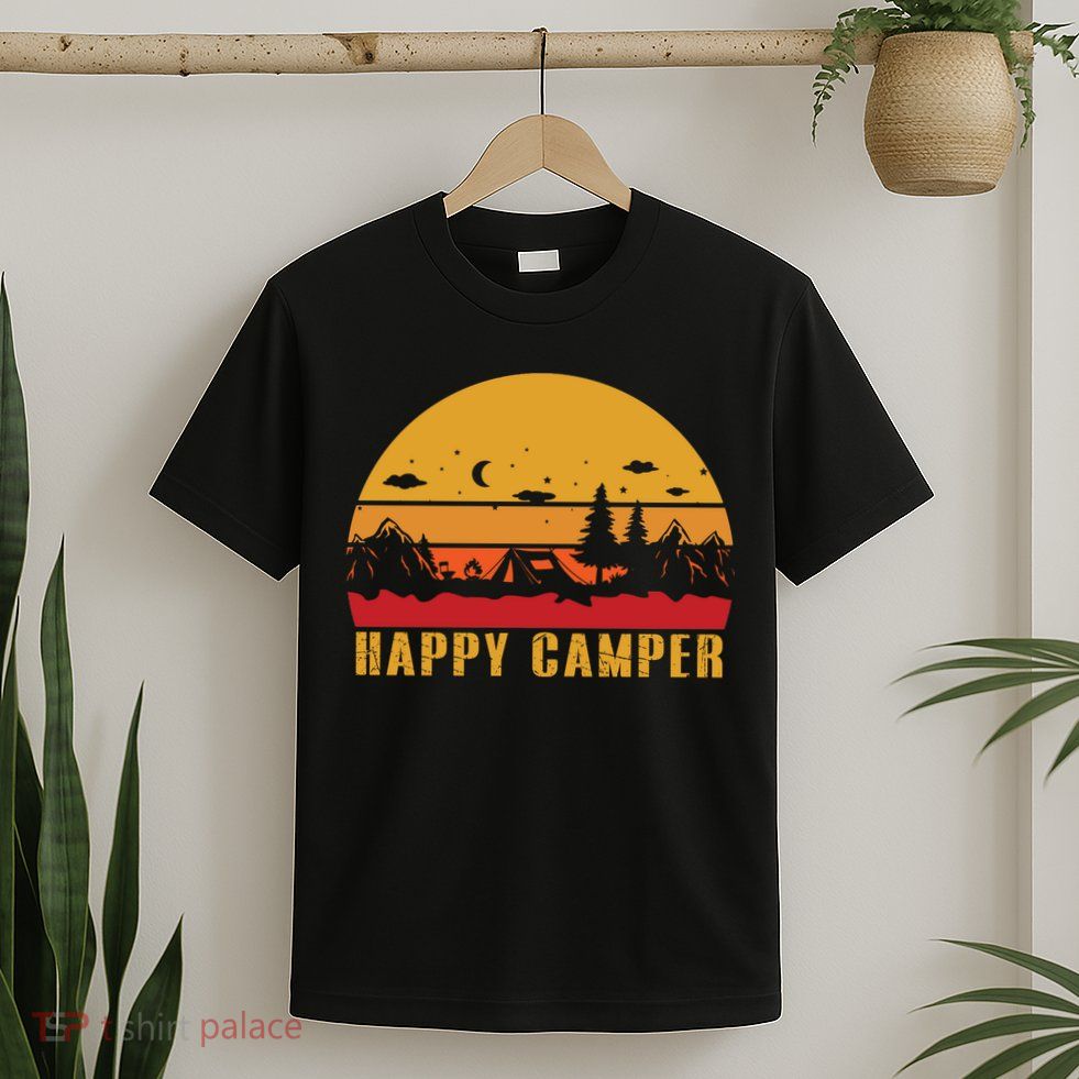 Happy Camper Retro Sunset Camping T-Shirt