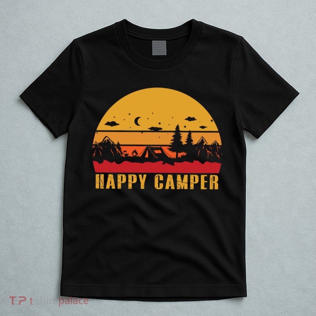 Happy Camper Retro Sunset Camping T-Shirt