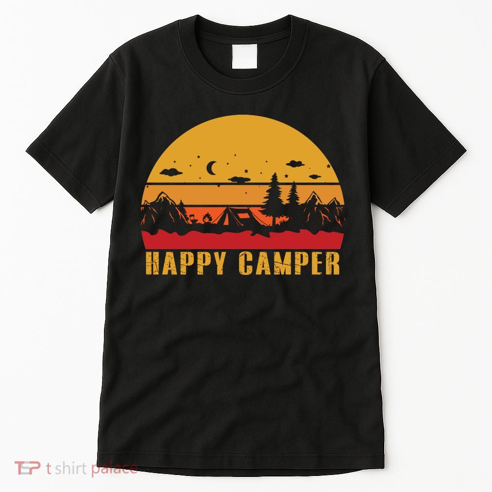 Happy Camper Retro Sunset Camping Tall T-Shirt
