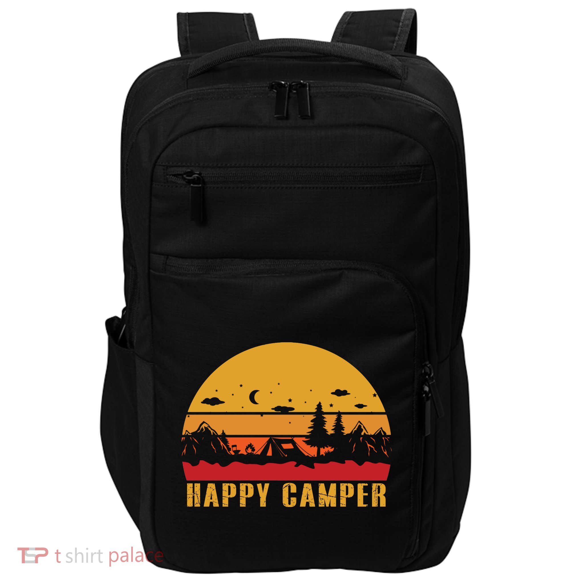 Happy Camper Retro Sunset Camping Impact Tech Backpack