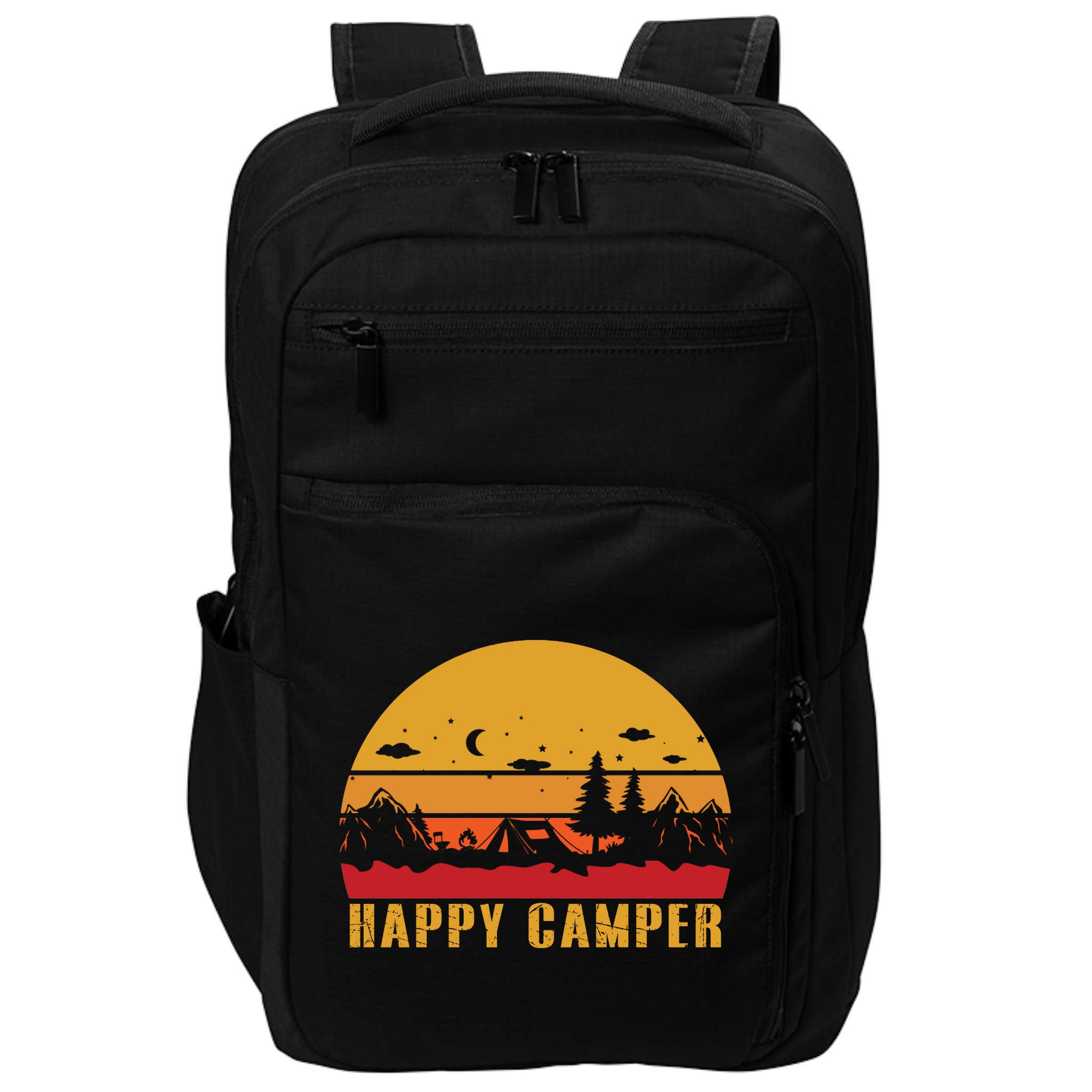 Happy Camper Retro Sunset Camping Impact Tech Backpack