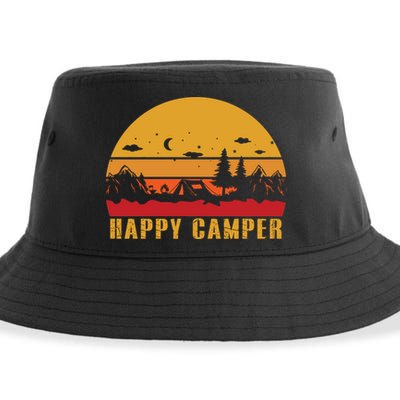 Happy Camper Retro Sunset Camping Sustainable Bucket Hat