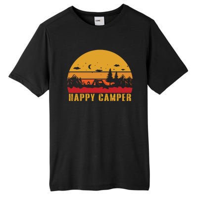 Happy Camper Retro Sunset Camping Tall Fusion ChromaSoft Performance T-Shirt