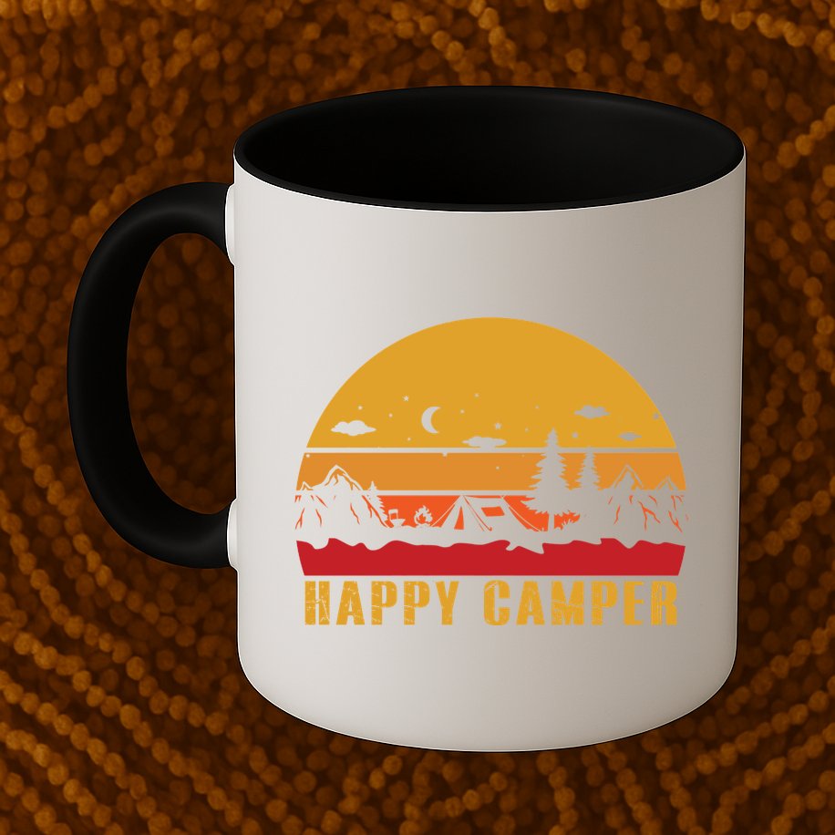 Happy Camper Retro Sunset Camping Mug