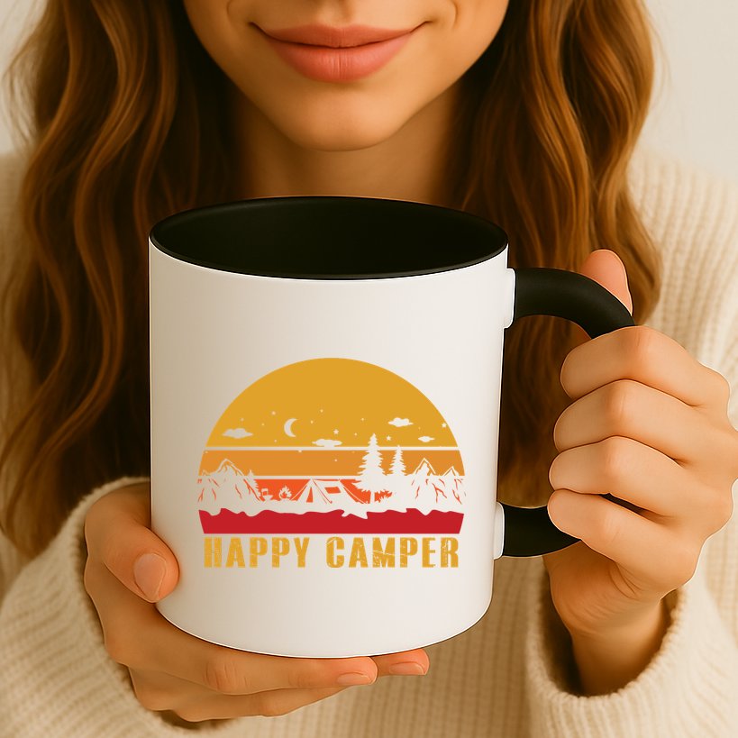 Happy Camper Retro Sunset Camping Mug