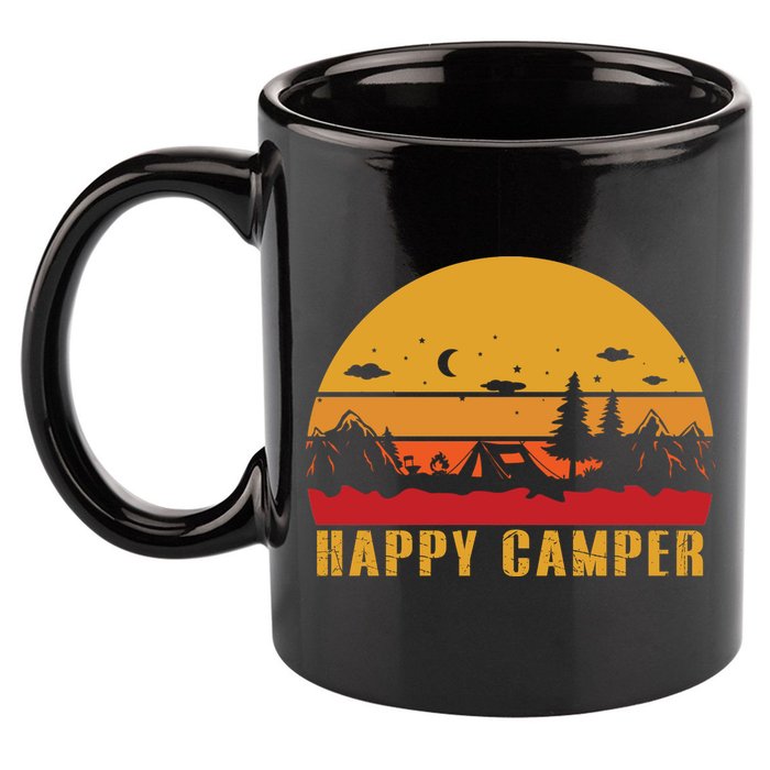 Happy Camper Retro Sunset Camping 11oz C Handle Ceramic Mug