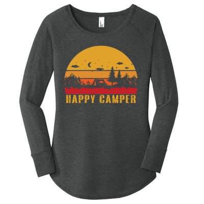 Happy Camper Retro Sunset Camping Women's Perfect Tri Tunic Long Sleeve Shirt