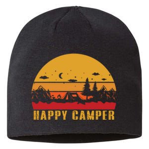 Happy Camper Retro Sunset Camping Sustainable Beanie