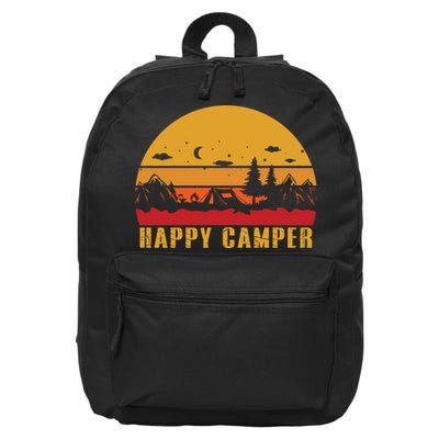 Happy Camper Retro Sunset Camping 16 in Basic Backpack