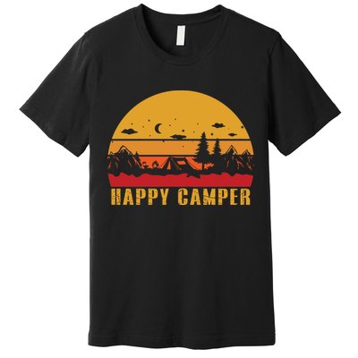 Happy Camper Retro Sunset Camping Premium T-Shirt