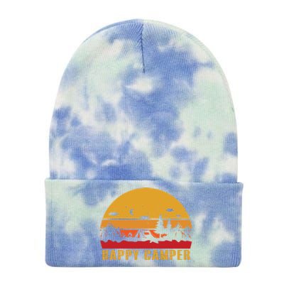 Happy Camper Retro Sunset Camping Tie Dye 12in Knit Beanie