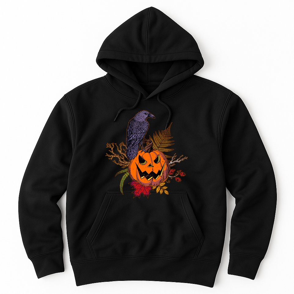Halloween Crow Raven Pumpkin Fall Autumn Lover Hoodie
