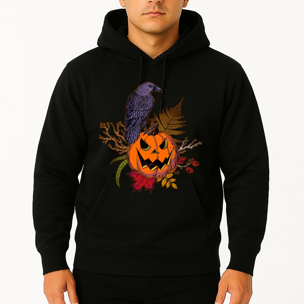 Halloween Crow Raven Pumpkin Fall Autumn Lover Hoodie