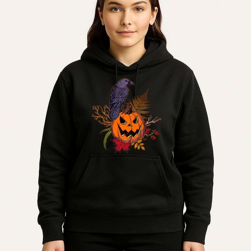 Halloween Crow Raven Pumpkin Fall Autumn Lover Hoodie