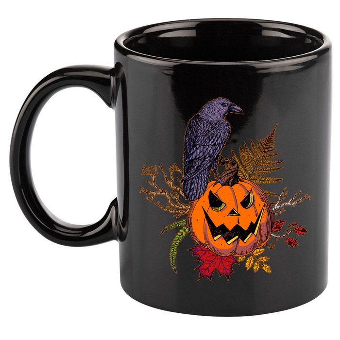 Halloween Crow Raven Pumpkin Fall Autumn Lover 11oz C Handle Ceramic Mug