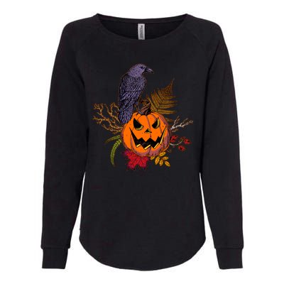 Halloween Crow Raven Pumpkin Fall Autumn Lover Womens California Wash Sweatshirt