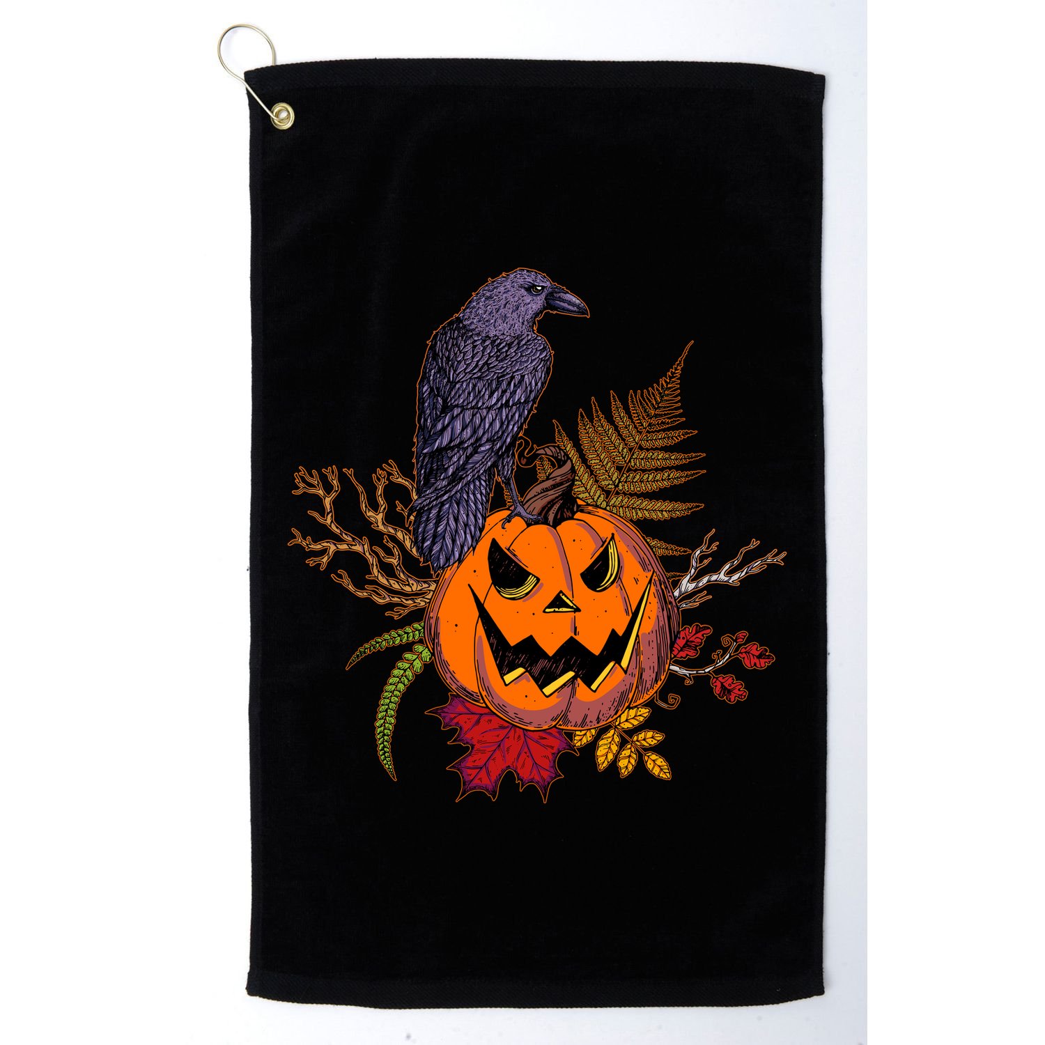 Halloween Crow Raven Pumpkin Fall Autumn Lover Golf Towel