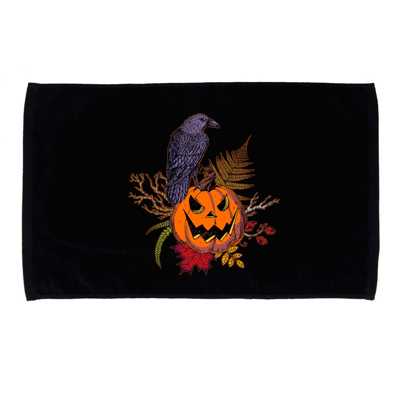 Halloween Crow Raven Pumpkin Fall Autumn Lover Microfiber Hand Towel