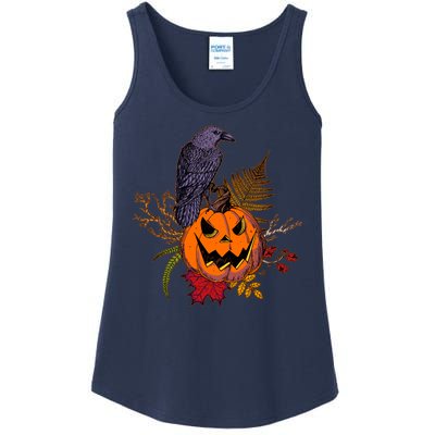 Halloween Crow Raven Pumpkin Fall Autumn Lover Ladies Essential Tank