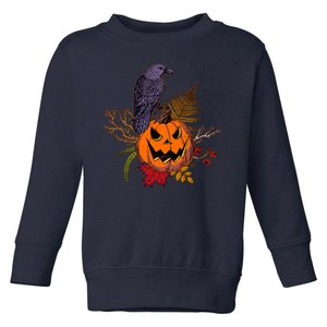 Halloween Crow Raven Pumpkin Fall Autumn Lover Toddler Sweatshirt