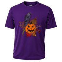 Halloween Crow Raven Pumpkin Fall Autumn Lover Cooling Performance Crew T-Shirt