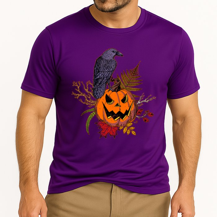 Halloween Crow Raven Pumpkin Fall Autumn Lover Cooling Performance Crew T-Shirt