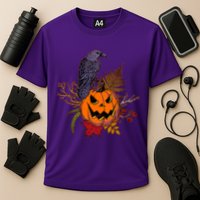 Halloween Crow Raven Pumpkin Fall Autumn Lover Cooling Performance Crew T-Shirt