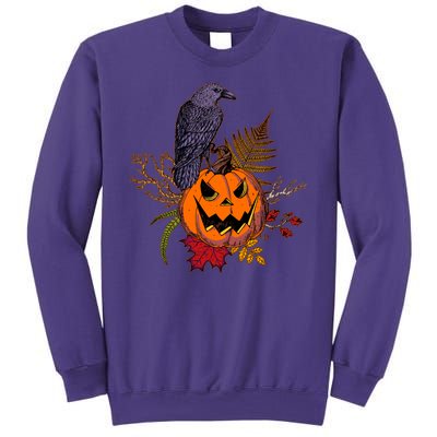 Halloween Crow Raven Pumpkin Fall Autumn Lover Sweatshirt