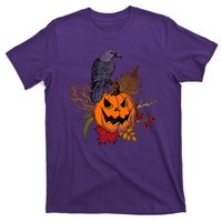 Halloween Crow Raven Pumpkin Fall Autumn Lover T-Shirt