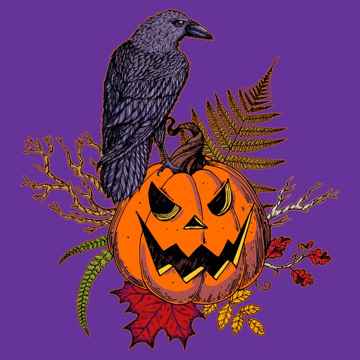 Halloween Crow Raven Pumpkin Fall Autumn Lover Women's Long Sleeve Flannel Pajama Set 