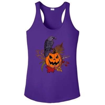 Halloween Crow Raven Pumpkin Fall Autumn Lover Ladies PosiCharge Competitor Racerback Tank