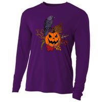 Halloween Crow Raven Pumpkin Fall Autumn Lover Cooling Performance Long Sleeve Crew