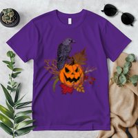 Halloween Crow Raven Pumpkin Fall Autumn Lover Premium T-Shirt