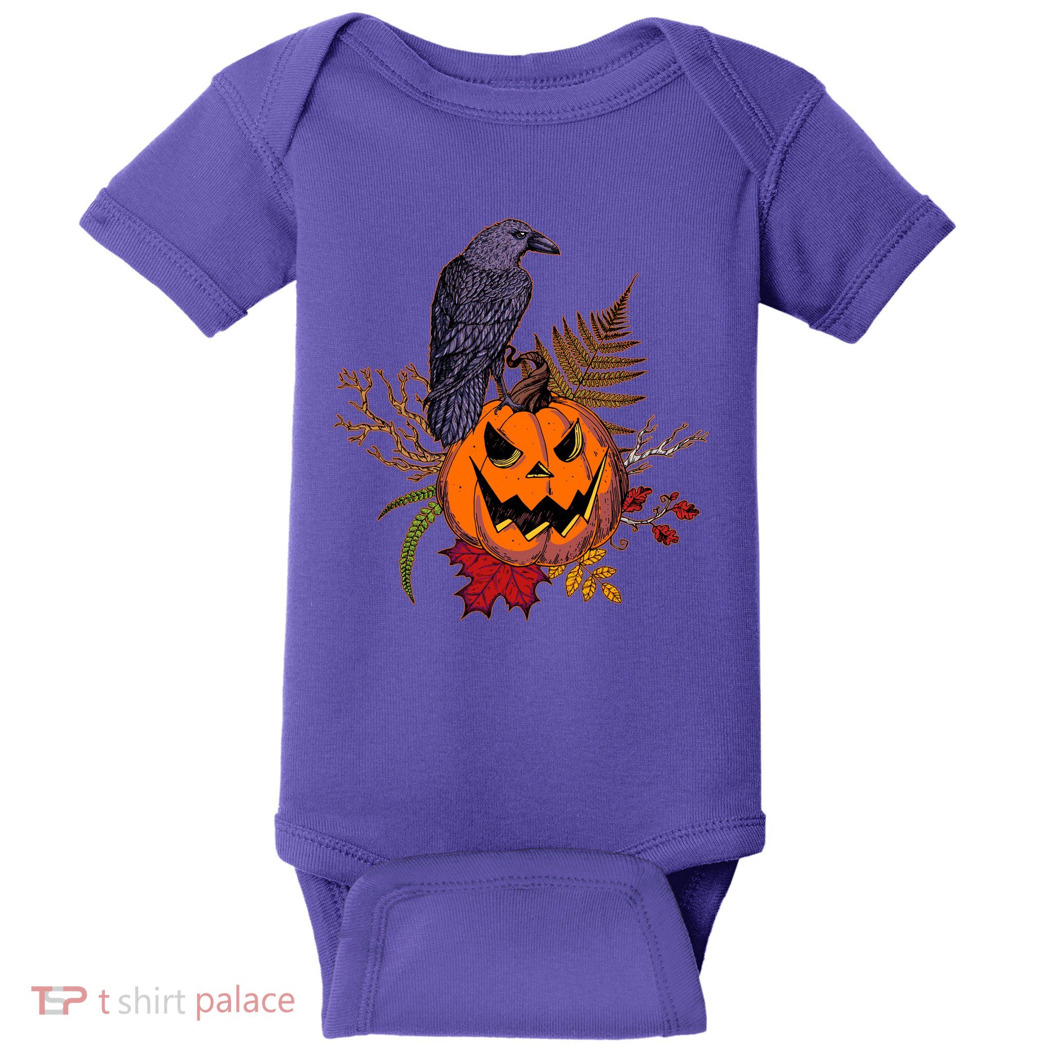 Halloween Crow Raven Pumpkin Fall Autumn Lover Baby Bodysuit