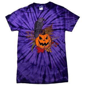 Halloween Crow Raven Pumpkin Fall Autumn Lover Tie-Dye T-Shirt